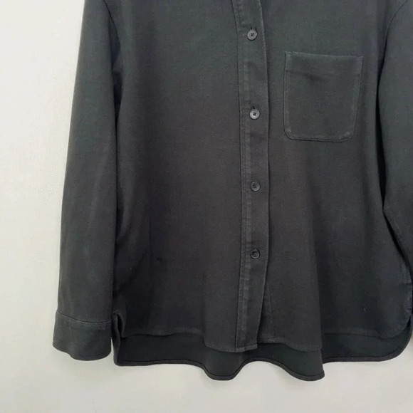 Uniqlo Womens Medium Dark Olive Brush Jersey Button  Oversized Shirt - Picture 8 of 15